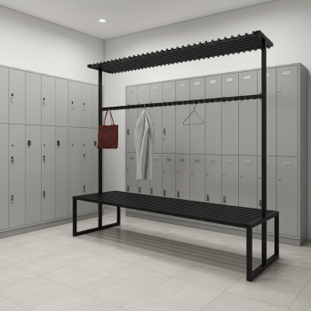 Ławka metalowa z wieszakami dwustronna